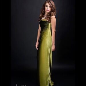 Luxurious Green Velvet Maxi Dress